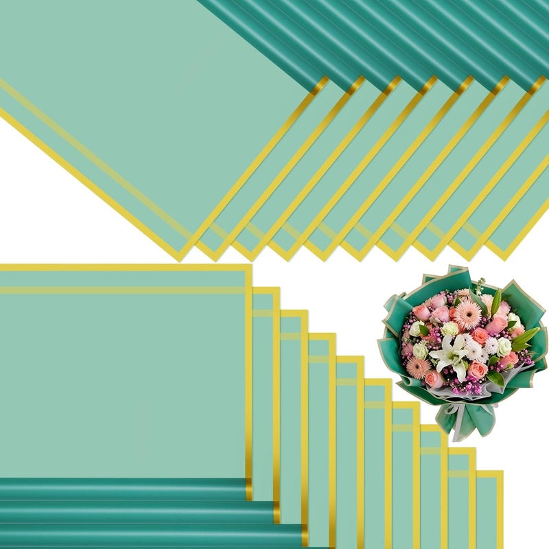 DEWJDFSC 20 Sheets Flower Wrapping Paper,Waterproof Floral Korean Bouquet Wrapping Paper, Florist Supplies, Suitable for Flowers Gift Packaging（Green-3） - Image 1